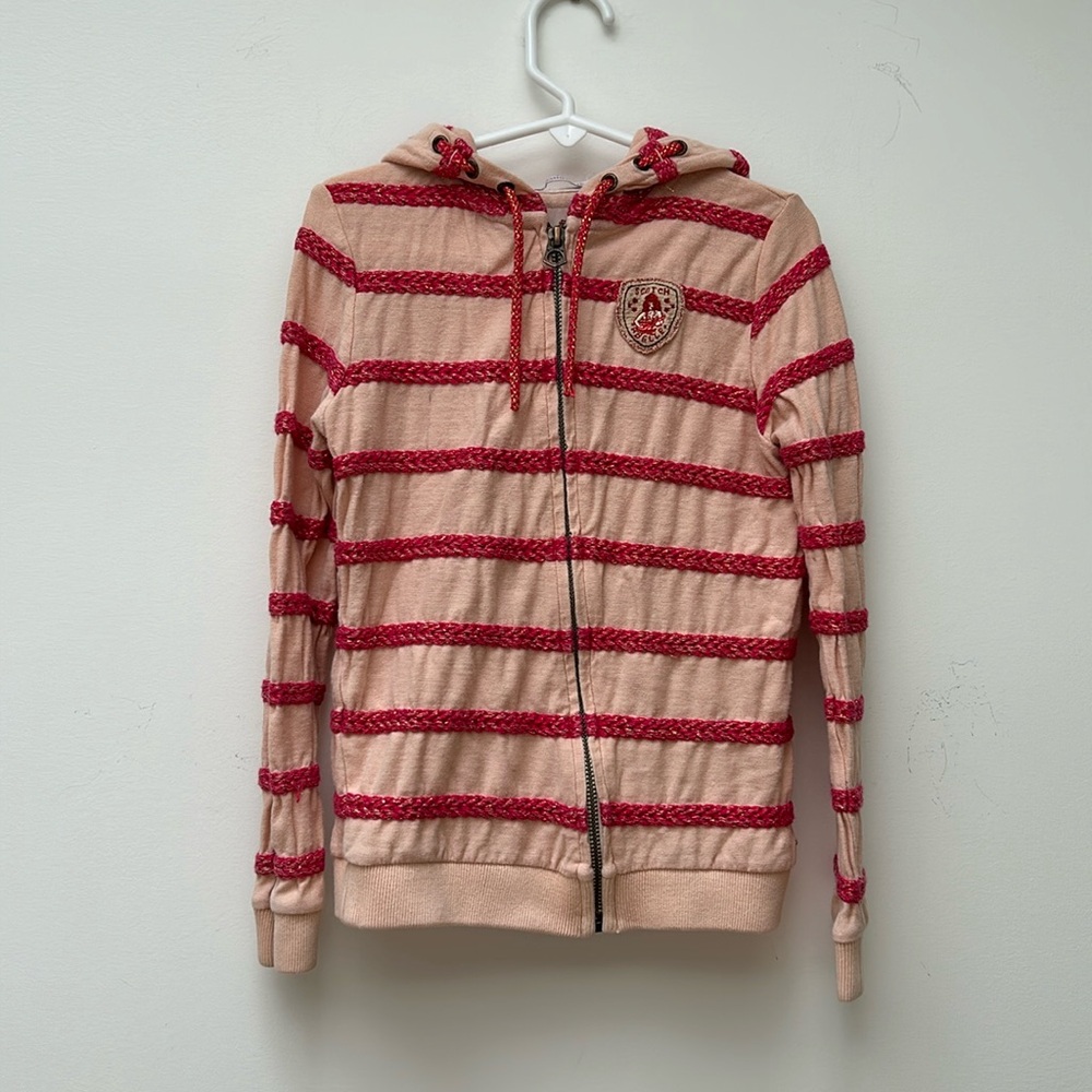 Scotch r’belle pink rope zip up hoodie sweatshirt size 8 kids